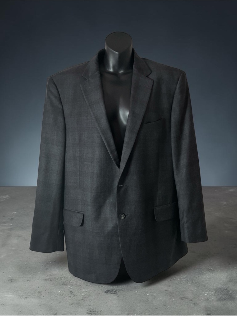 2PC Ermenegildo Zegna Black Single-Breasted Men's dark grey suit 43R/36R